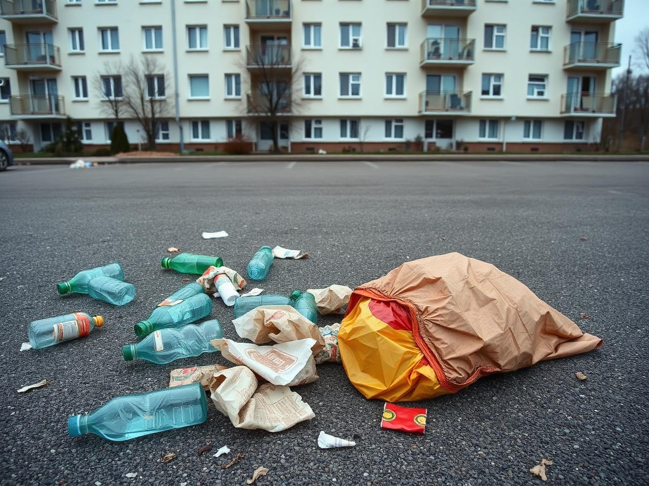Skräp på parkering vid fastighet — exempel på behovet av löpande fastighetstillsyn